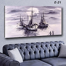 MERCAN MOBİLYA VE AKSESUAR ,70*130  SIYAH BEYAZ  GEMİLER KANVAS KABLO