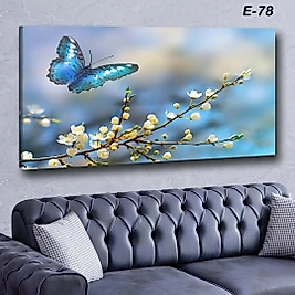 MERCAN MOBİLYA  VE AKSESUAR ,   130*70 BAHARDALI VE KELEBEK  KANVAS TABLO