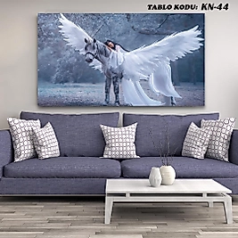 MERCAN MOBİLYA AKSESUAR ,70*130 ,AT ÜSTÜNDE KANATLI KIZ KANVAS TABLO