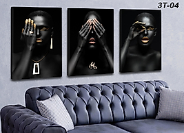 MERCAN MOBİLYA  VE AKSESUAR ,40*60   ÜÇLÜ  AFRİKA GÜZELİ  KANVAS TABLO