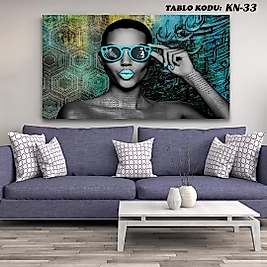 MERCAN MOBİLYA AKSESUAR ,70*130 , GÖZLÜKLÜ KADIN KANVAS TABLO