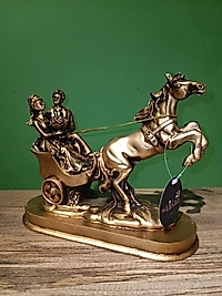 MERCAN MOBİLYA AKSESUAR,Atlı arabada segvililer,Gold, Polyester Dekoratif Maske Biblo, Gold Dekor, Yeni Yıl Hediyesi