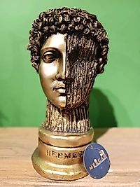 MERCAN MOBİLYA AKSESUAR,Hermes,biblo Gold, Polyester Dekoratif Maske Biblo, Gold Dekor, Yeni Yıl Hediyesi