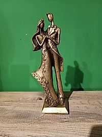 MERCAN MOBİLYA AKSESUAR,Ayakta duran sevgili ,Gold, Polyester Dekoratif Maske Biblo, Gold Dekor, Yeni Yıl Hediyesi 25 cm