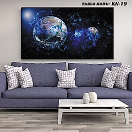 MERCAN MOBİLYA AKSESUAR ,70*130 ,KANVAS TABLO, DÜNYA VE AY,GECE YILDIZLAR