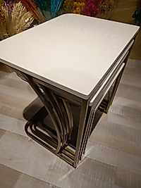 MERCAN MOBİLYA VE AKSESUAR, TEKERLEKLİ C SEHPA ,KREM- ESKİTME DÖRTLÜ ,ZİGON SEHPA ,SERVİS SEHPASI , YAN SEHPA