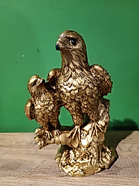 MERCAN MOBİLYA AKSESUAR,İKİLİ KARTAL ,Gold, Polyester Dekoratif Maske Biblo, Gold Dekor, Yeni Yıl Hediyesi 24 cm