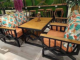 MERCAN MOBİLYA  ÇAYSETİ BAHÇE BALKON OTURMA TAKIMI+2+1+1+2 PUF+2 KIRLENT+ MASA