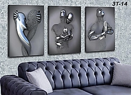 MERCAN MOBİLYA  VE AKSESUAR ,40*60 GRIİ 3LU HEYKEL KANVAS TABLO