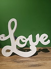 MERCAN MOBİLYA AKSESUAR, AHŞAP LOVE BEYAZ , Polyester Dekoratif Biblo, hediyelik eşya