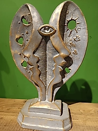 MERCAN MOBİLYA AKSESUAR,kalp içinde iki sevgili, mavi eskitmeli, Polyester Dekoratif Maske Biblo, Dekor, Yeni Yıl Hediyesi