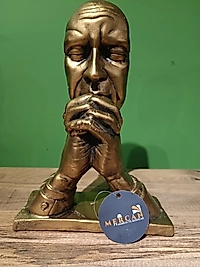 MERCAN MOBİLYA AKSESUAR,Düşünen adam,biblo,Gold, Polyester Dekoratif Maske Biblo, Gold Dekor, Yeni Yıl Hediyesi
