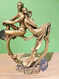 MERCAN MOBİLYA AKSESUAR,kalpüstünde iki sevgil,i Gold, Polyester Dekoratif Maske Biblo, Gold Dekor, Yeni Yıl Hediyesi