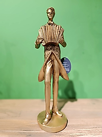 MERCAN MOBİLYA AKSESUAR,Çalgı aletı elinde olan adam,Gold, Polyester Dekoratif Maske Biblo, Gold Dekor, Yeni Yıl Hediyesi