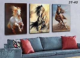 MERCAN MOBİLYA  VE AKSESUAR ,40*60 3 LU ATLAR  KANVAS TABLO